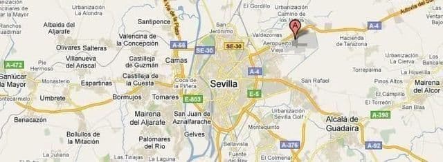 Mapa dos aeroportos de Sevilha