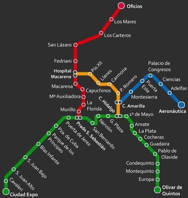 Mapa da estação de metrô de Sevilha