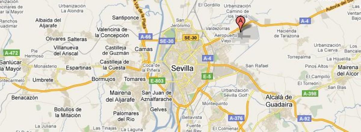 Mapa dos aeroportos de Sevilha