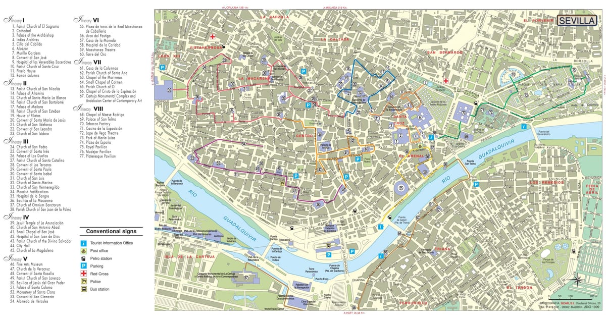 Mapa turístico de Sevilha